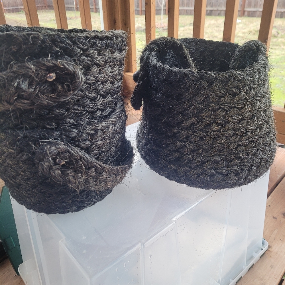 Vintage set of 3 hand woven baskets  made of Hair from a Horse's Tail